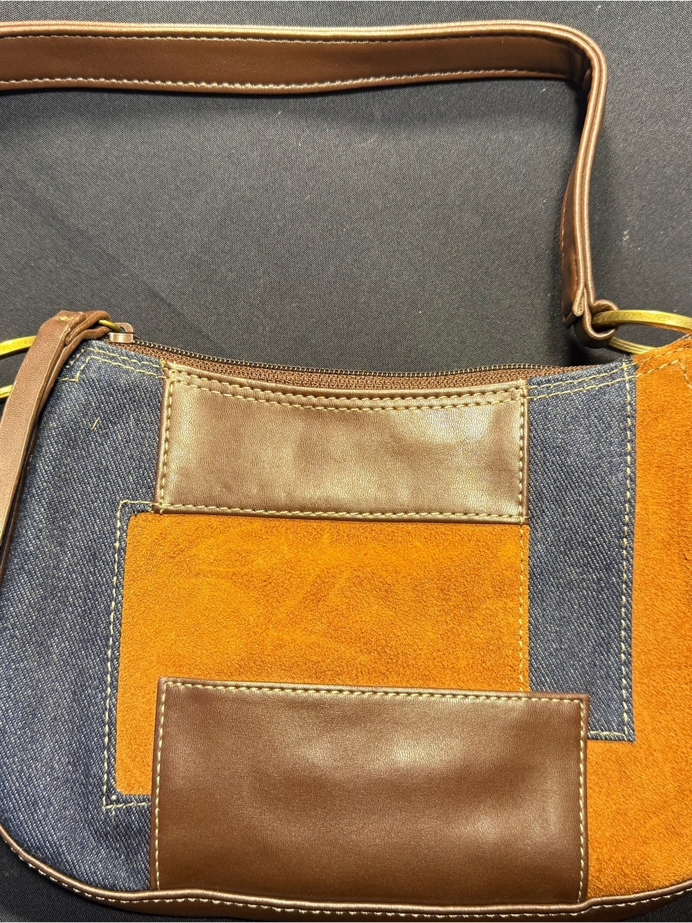 VINTAGE 90s Y2K Nine West Suede Jean Shoulder Bag Purse